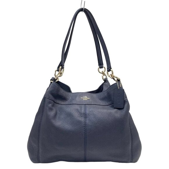 COACH Pebbled Leather Lexi Shoulder Navy Leather - Shoulder Bag - Picture 1 of 9